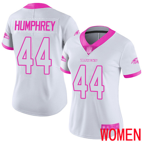 Baltimore Ravens Limited White Pink Women Marlon Humphrey Jersey NFL Football #44 Rush Fashion